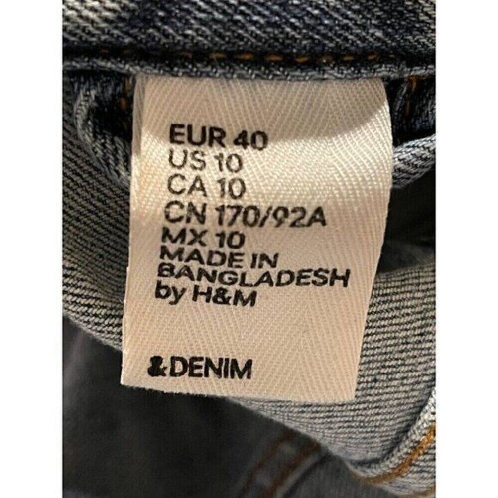 H&M Women’s Blue Distressed Denim Jacket Size 10 Button Front Classic Jean Coat - Picture 5 of 11
